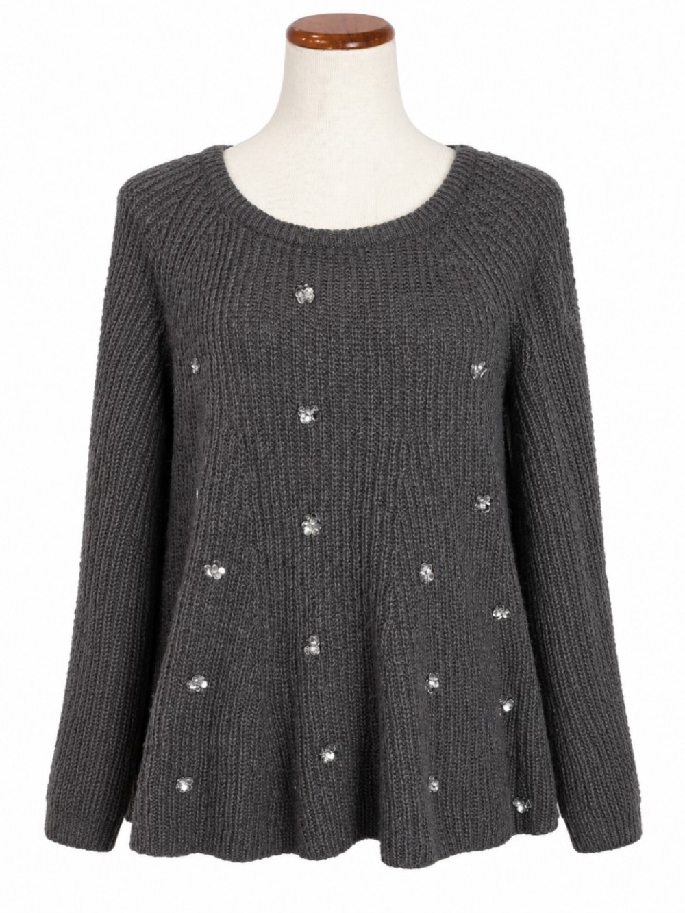 Lauren Conrad Gray Embellished Knit Sweater